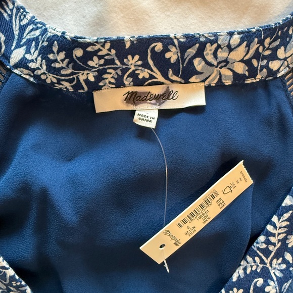 Madewell women's Tie-Waist Tiered Mini Dress in Floral Blue Ditsy 0 - Picture 13 of 16